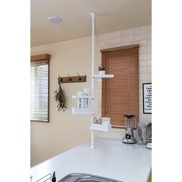 積水樹脂 つっぱり式スリムラック TSR-SW/スリム/突っ張り棒/縦/突っ張り/突っ張り収納/強力/リビング収納/洗面台収納/洗面収納/伸縮式/高さ調節/省スペース