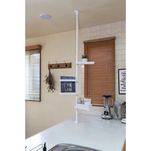 積水樹脂 つっぱり式スリムラック TSR-SW/スリム/突っ張り棒/縦/突っ張り/突っ張り収納/強力/リビング収納/洗面台収納/洗面収納/伸縮式/高さ調節/省スペース