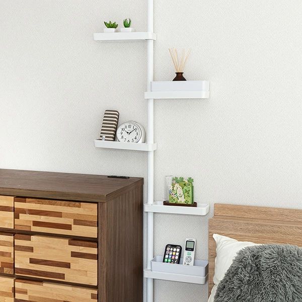 積水樹脂 つっぱり式スリムラック/ブラック/TSR-LBK/ホワイト/TSR-LW/スリム/突っ張り棒/縦/突っ張り/突っ張り収納/強力/リビング収納/洗面台収納/洗面収納/伸縮式/高さ調節/省スペース