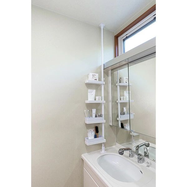 積水樹脂 つっぱり式スリムラック TSR-SW/スリム/突っ張り棒/縦/突っ張り/突っ張り収納/強力/リビング収納/洗面台収納/洗面収納/伸縮式/高さ調節/省スペース