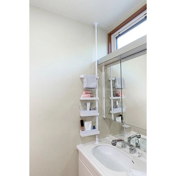 積水樹脂 つっぱり式スリムラック TSR-SW/スリム/突っ張り棒/縦/突っ張り/突っ張り収納/強力/リビング収納/洗面台収納/洗面収納/伸縮式/高さ調節/省スペース