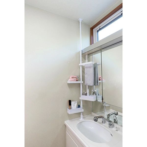 積水樹脂 つっぱり式スリムラック TSR-SW/スリム/突っ張り棒/縦/突っ張り/突っ張り収納/強力/リビング収納/洗面台収納/洗面収納/伸縮式/高さ調節/省スペース