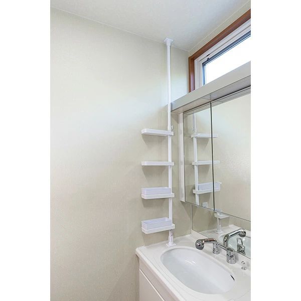 積水樹脂 つっぱり式スリムラック TSR-SW/スリム/突っ張り棒/縦/突っ張り/突っ張り収納/強力/リビング収納/洗面台収納/洗面収納/伸縮式/高さ調節/省スペース