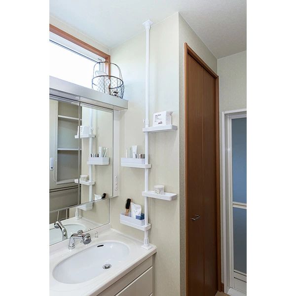 積水樹脂 つっぱり式スリムラック TSR-SW/スリム/突っ張り棒/縦/突っ張り/突っ張り収納/強力/リビング収納/洗面台収納/洗面収納/伸縮式/高さ調節/省スペース