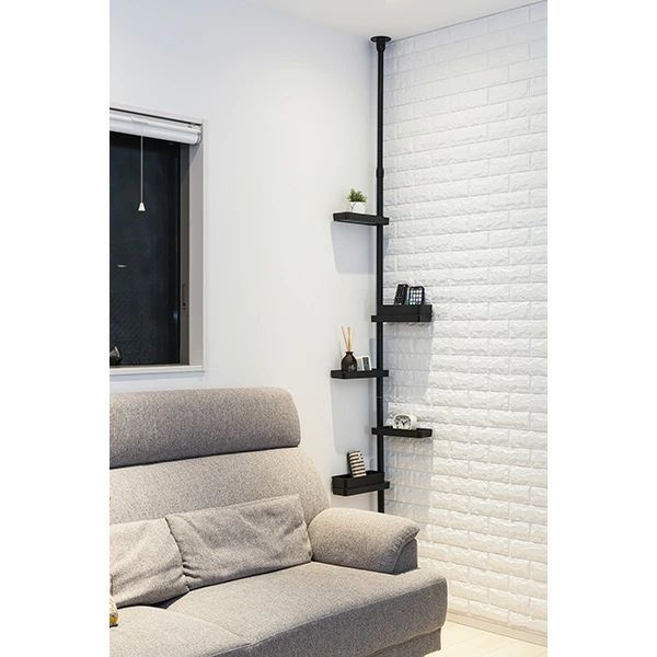 積水樹脂 つっぱり式スリムラック/ブラック/TSR-LBK/ホワイト/TSR-LW/スリム/突っ張り棒/縦/突っ張り/突っ張り収納/強力/リビング収納/洗面台収納/洗面収納/伸縮式/高さ調節/省スペース