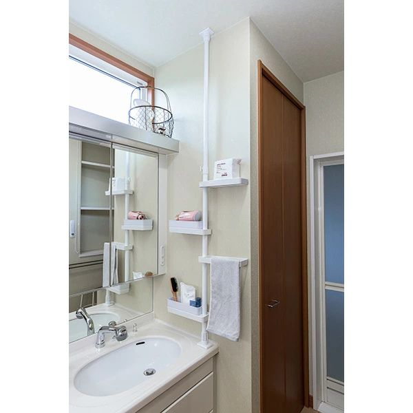 積水樹脂 つっぱり式スリムラック TSR-SW/スリム/突っ張り棒/縦/突っ張り/突っ張り収納/強力/リビング収納/洗面台収納/洗面収納/伸縮式/高さ調節/省スペース