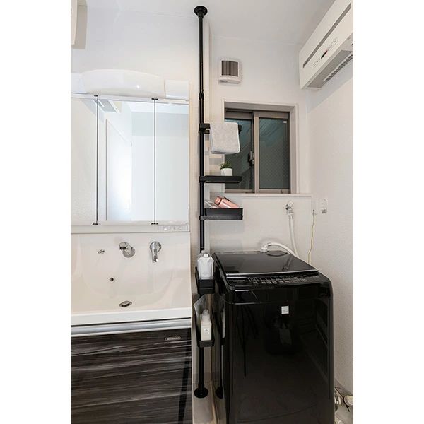 積水樹脂 つっぱり式スリムラック/ブラック/TSR-LBK/ホワイト/TSR-LW/スリム/突っ張り棒/縦/突っ張り/突っ張り収納/強力/リビング収納/洗面台収納/洗面収納/伸縮式/高さ調節/省スペース