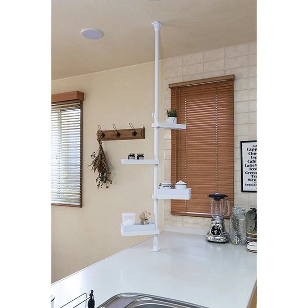 積水樹脂 つっぱり式スリムラック TSR-SW/スリム/突っ張り棒/縦/突っ張り/突っ張り収納/強力/リビング収納/洗面台収納/洗面収納/伸縮式/高さ調節/省スペース