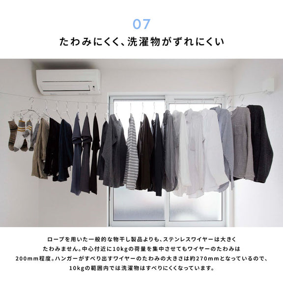 室内物干しワイヤー pid4m 森田アルミ morita 室内用物干し 部屋干し やさしい説明書付き 最長4m 耐荷重10kg グッドデザイン賞受賞 日本製