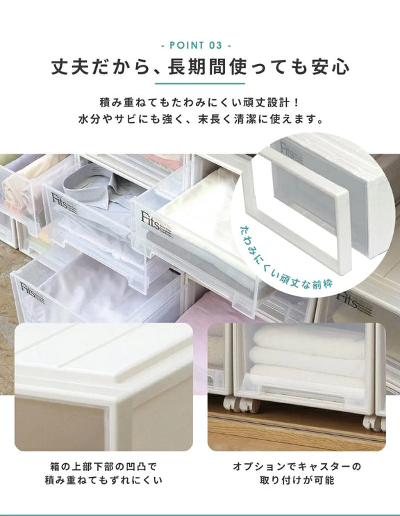 天馬 フィッツケース クローゼット 同色2個セット クリアホワイト 引き出し式 衣類収納 日本製