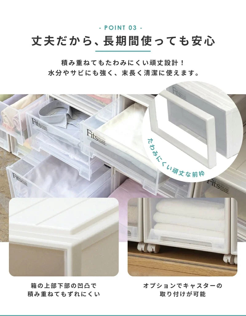 天馬 フィッツケース クローゼット 同色2個セット クリアホワイト 引き出し式 衣類収納 日本製
