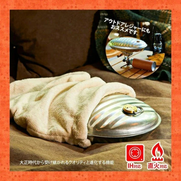 湯たんぽ マルカ 湯たんぽエース 2.5L 3.5L 日本製 専用袋付 直火IH対応 レトロ かわいい
